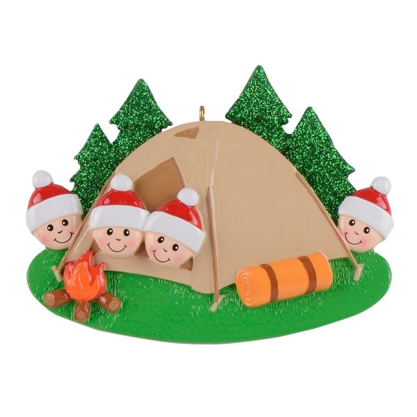 Maxora Personalized Ornament Camp Out Family of 4