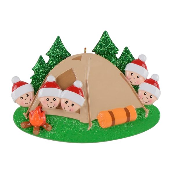 Maxora Personalized Ornament Camp Out Family of 5