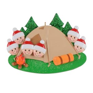 Maxora Personalized Ornament Camp Out Family of 6