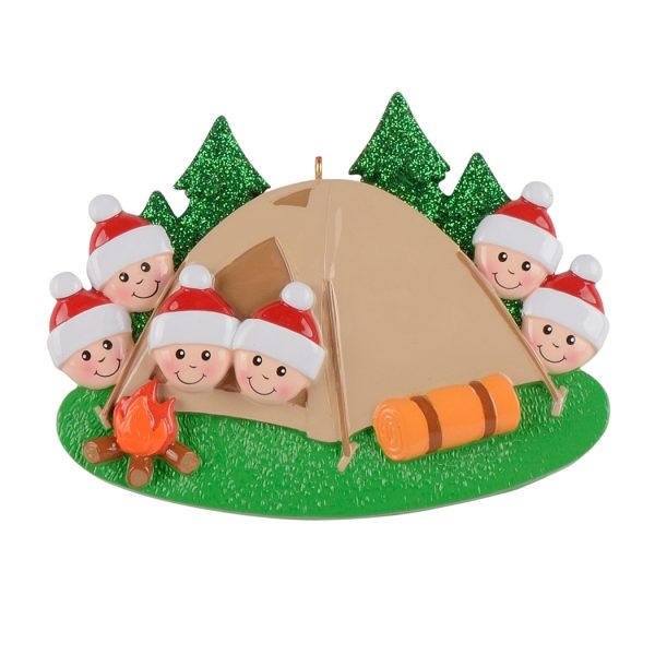 Maxora Personalized Ornament Camp Out Family of 6