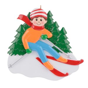 Maxora Personalized Ornament Skiing Boy