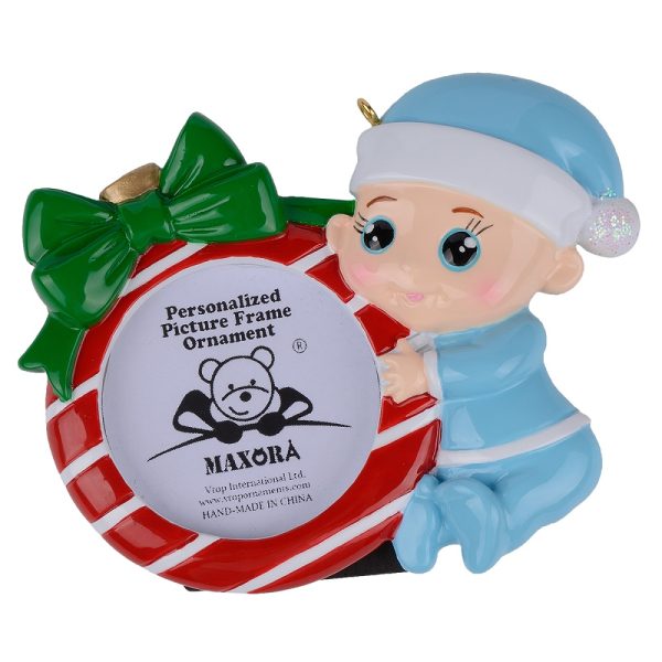 Maxora Personalized Photo frame Ornament for Baby Boy 1st Christmas