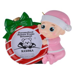 Maxora Personalized Photo frame Ornament for Baby Girl 1st Christmas