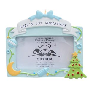 Maxora Baby's First Photo Frame Personalized Ornament Boy