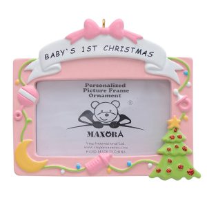 Maxora Baby's First Photo Frame Personalized Ornament Girl
