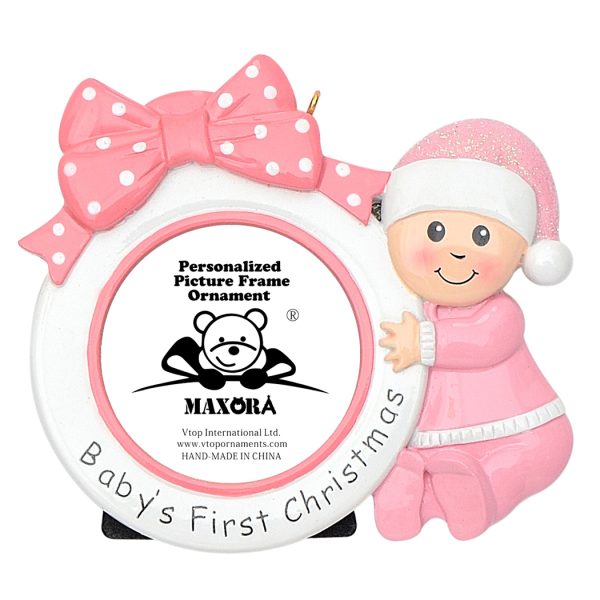 Maxora Baby's First Bow Photo Frame Personalized Ornament Girl