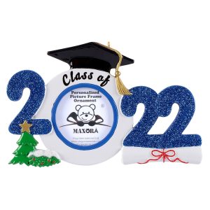 Maxora Personalized Ornament Graduate Photoframe 2022 Blue
